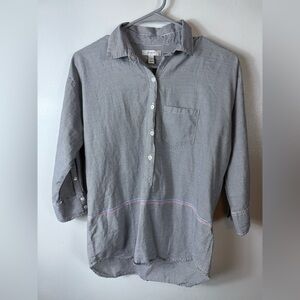 J Crew Womens Blouse Striped Size 0 Pullover 1/2‎ Button Up Blue White Nautical